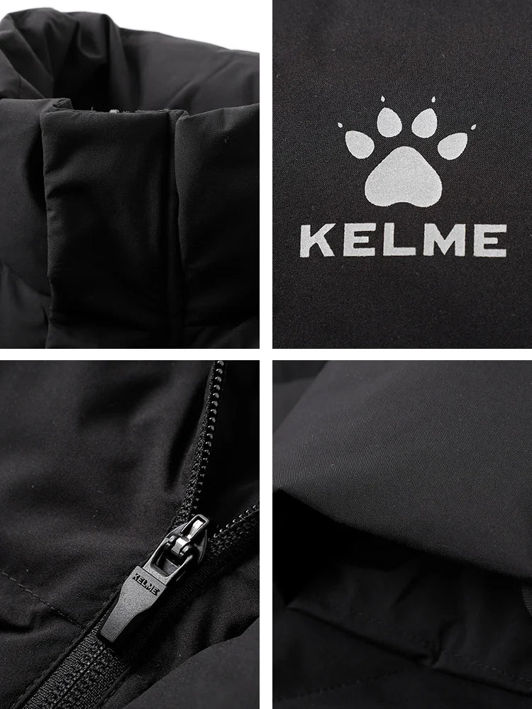 Kelme Short Down Jacket Men's Winter Stand Up Collar Outdoor Running Training Warm Jacket Daily Training Windproof Jacket