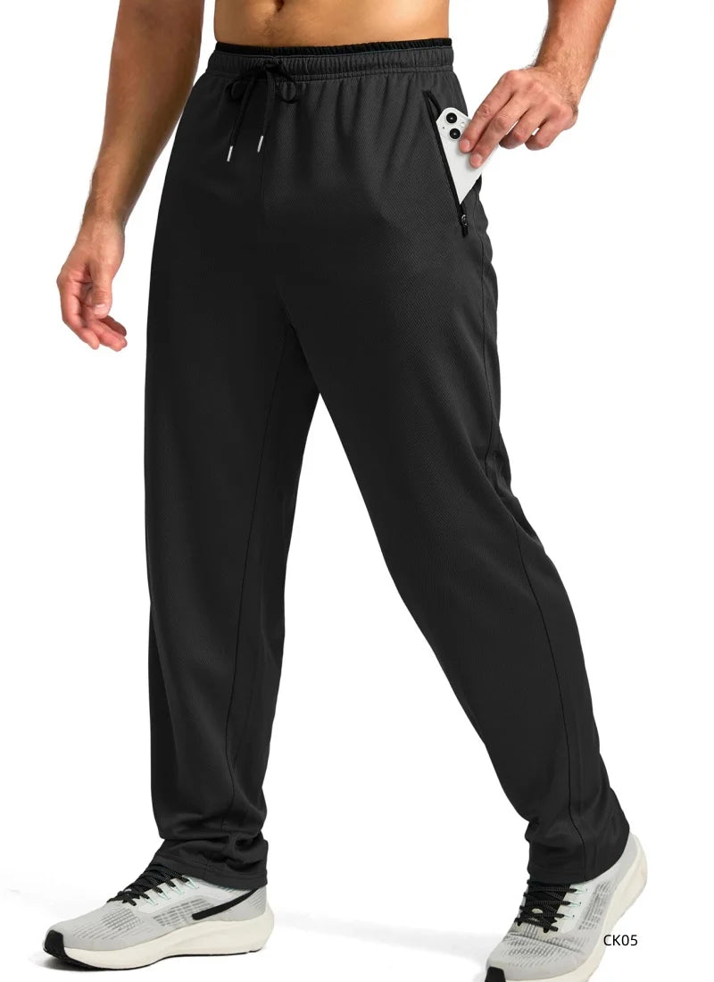 Men's sports pants spring and summer mesh breathable sports pants men's running and jogging sports pants fashionable solid color