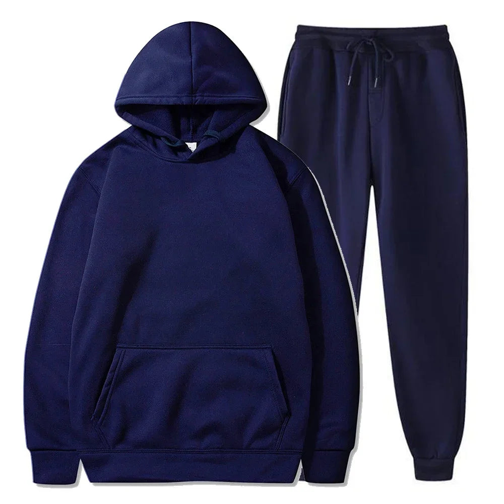 Basic Fleece Hoodies And Sweat Pants Set Men Jogger Set Wholesale Track Suit Sportswear Tracksuits Unisex Ensemble Jogging Homme ATFH