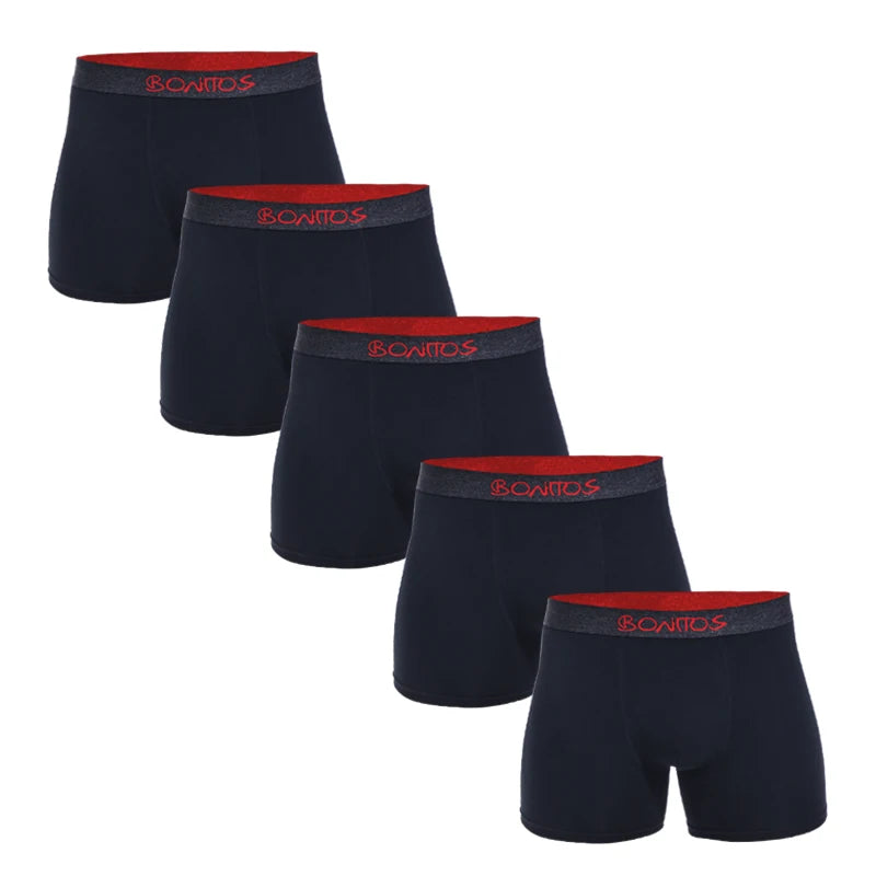 5pcs Men's Panties Cotton Boxer Briefs Letter Elastic Band Men Underpants Classic Solid Color Boxers Underwear For Man BONITOS