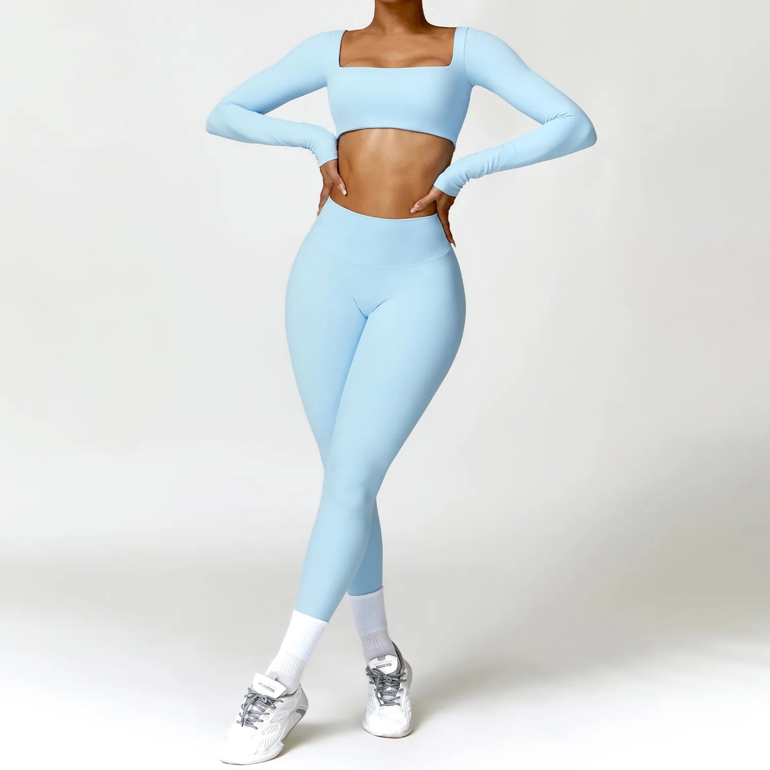 Summer 2PCS Yoga Suit Sports Set Women Quick-Dry Gym Set Women Tracksuit Running Workout Long Sleeve Sports Shirt Yoga Clothing - ATFH