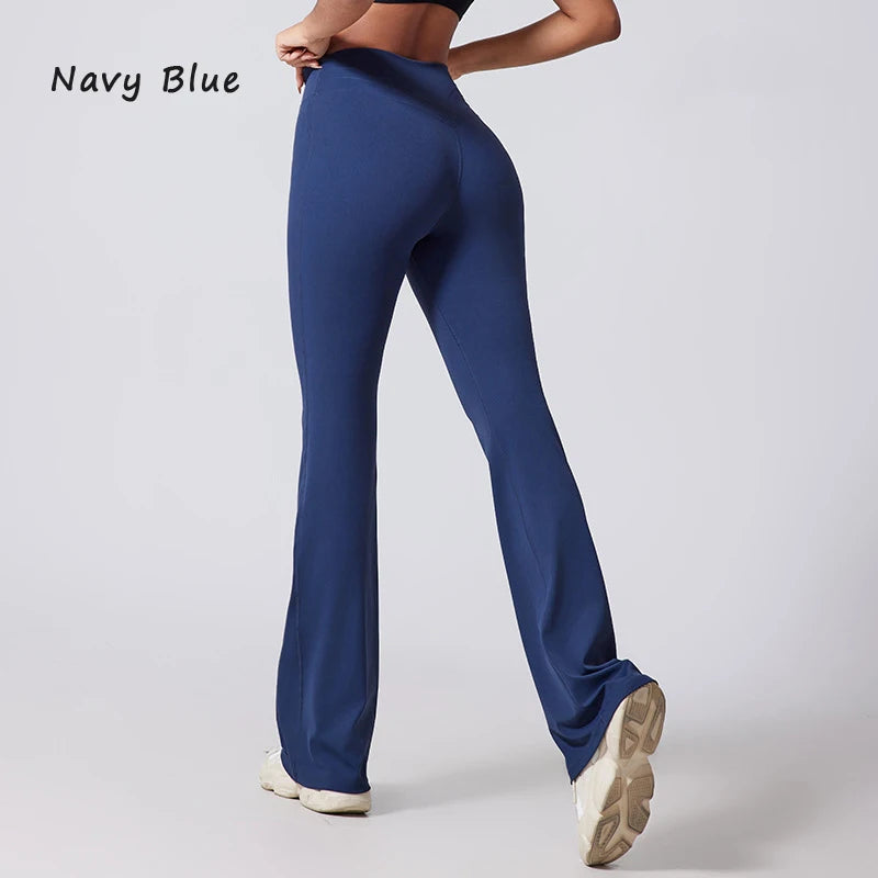DIAS FIT JOY Women's Hip lifting flared pants high waisted yoga fitness pants sports micro flared yoga pants wide leg pants ATFH