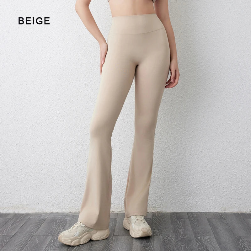 DIAS FIT JOY Peach flared pants for women's yoga high waisted and hip lifting tight pants wide leg fitness pants quick drying ATFH