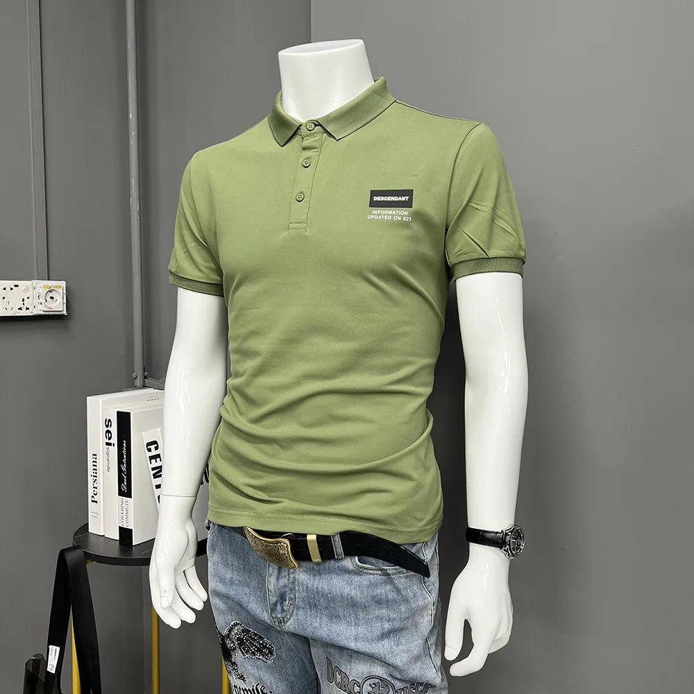 Men's Polo T-shirt Short Sleeved  Lapel Collar Tops Causal Daily Wear Lapel Collar Male Tees Summer New Trend Slim Man Cloting