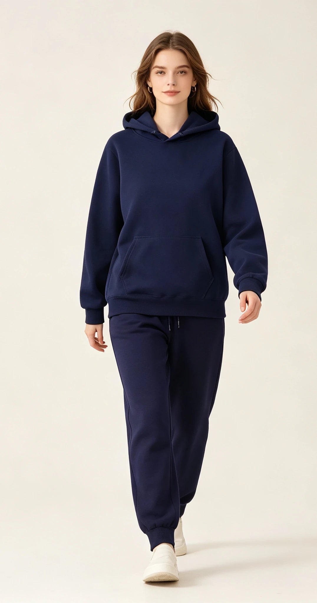 Autumn and Winter Casual Sports Hoodie Set Solid Color Women's Fashion Loose Hoodie Women's Pullover Pants Set