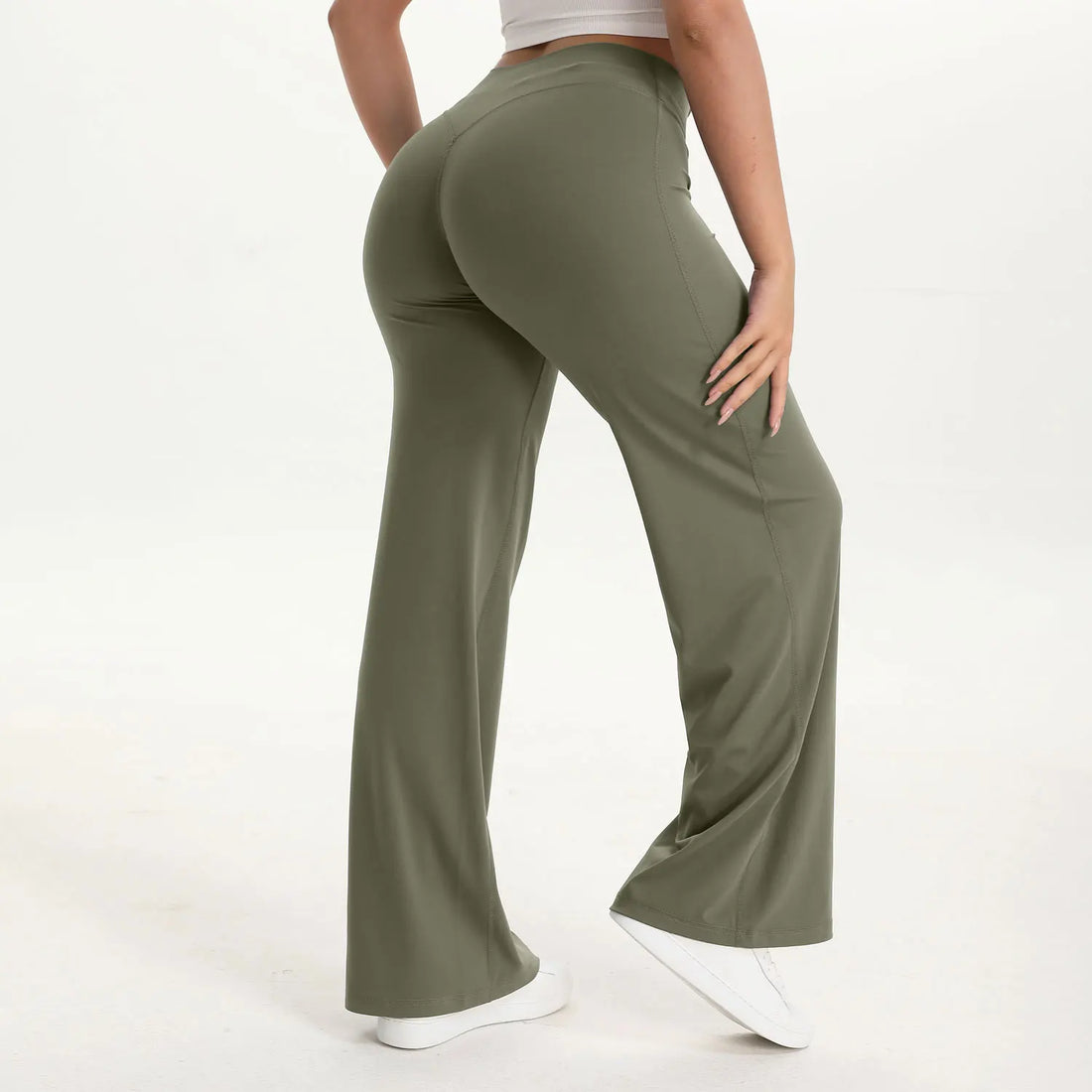 NCLAGEN SoftMotion Straight Leg Bottoms Women's Mid-Waist Yoga Pants GYM Leggings Naked Feel Pilates Running Sports Trousers - ATFH