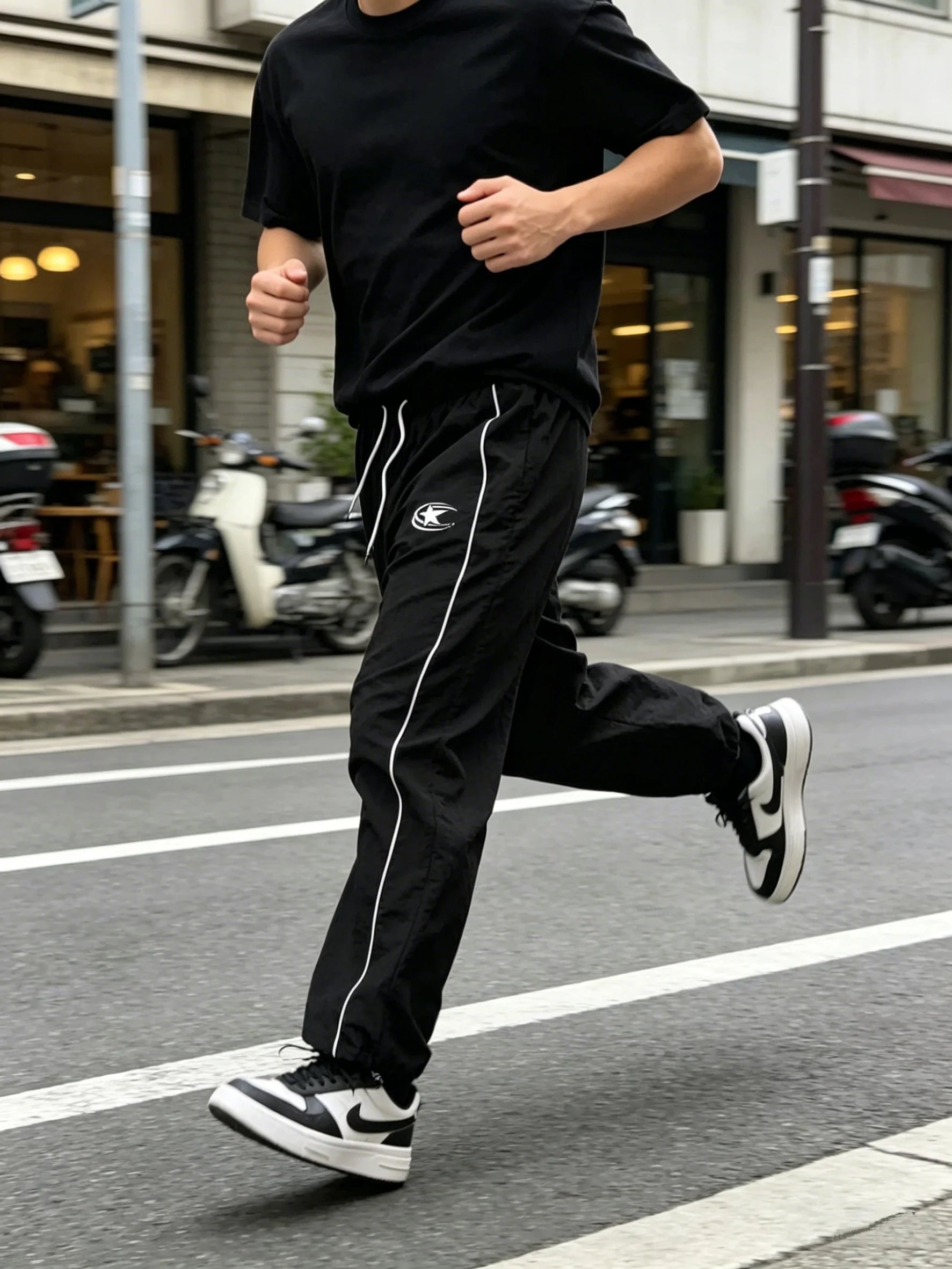Men's Lightweight Star Logo Drawstring Joggers Baggy Track Pants Casual Sports Gym Streetwear Trousers for Spring Summer - ATFH