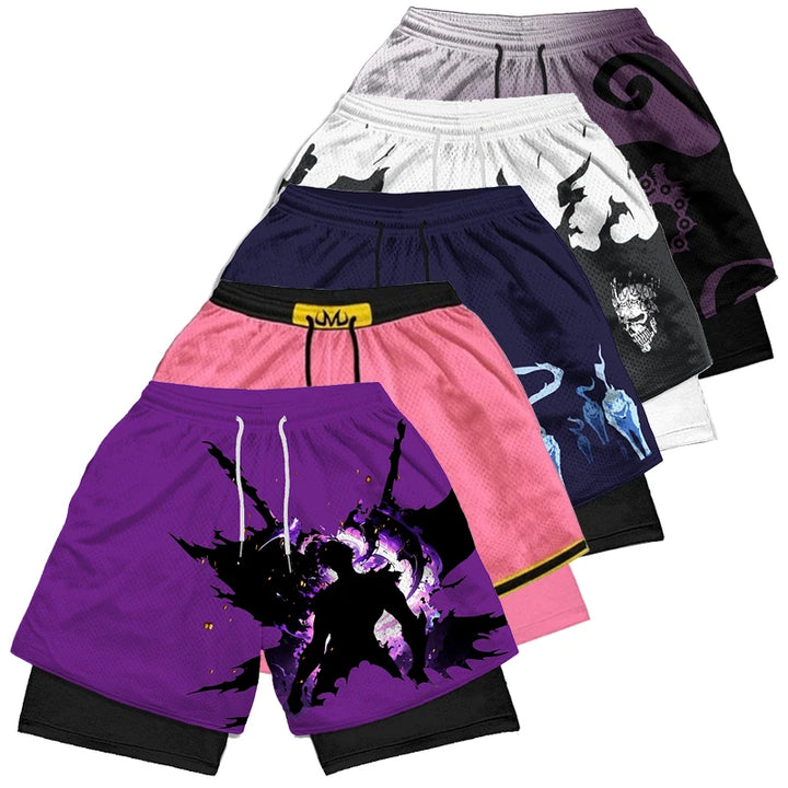 3D Print 2 in 1 Running Workout Shorts for Men Gym Compression Shorts with Side Pockets Summer Athletic Quick Dry Activewear