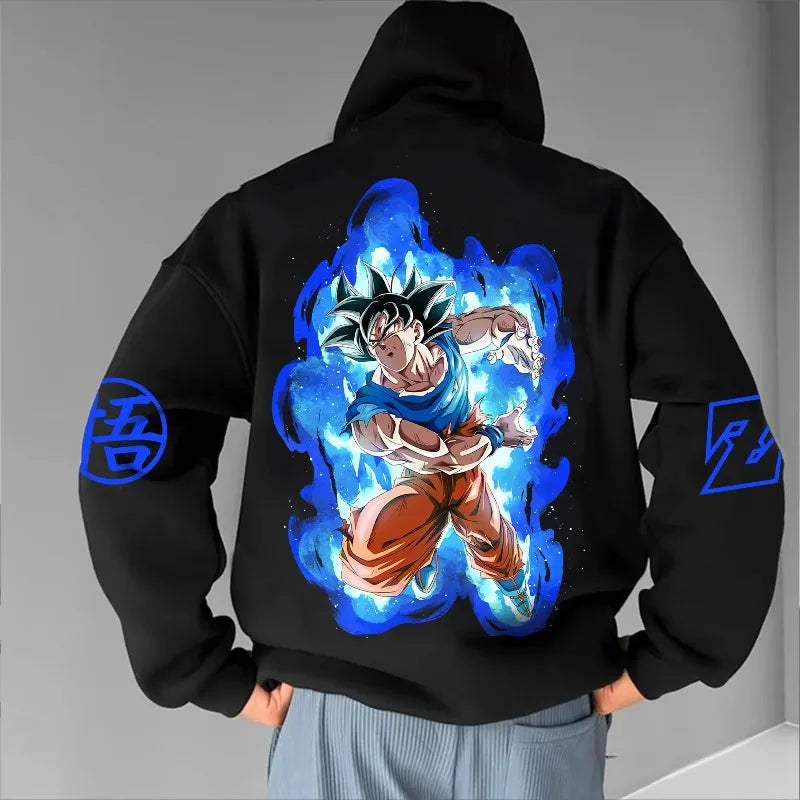 Dragon Ball 2025 Autumn and Winter Men's Hoodie Goku Printed Red Loose Hoodie Casual Streetwear Anime Fan Gift Versatile Top - ATFH
