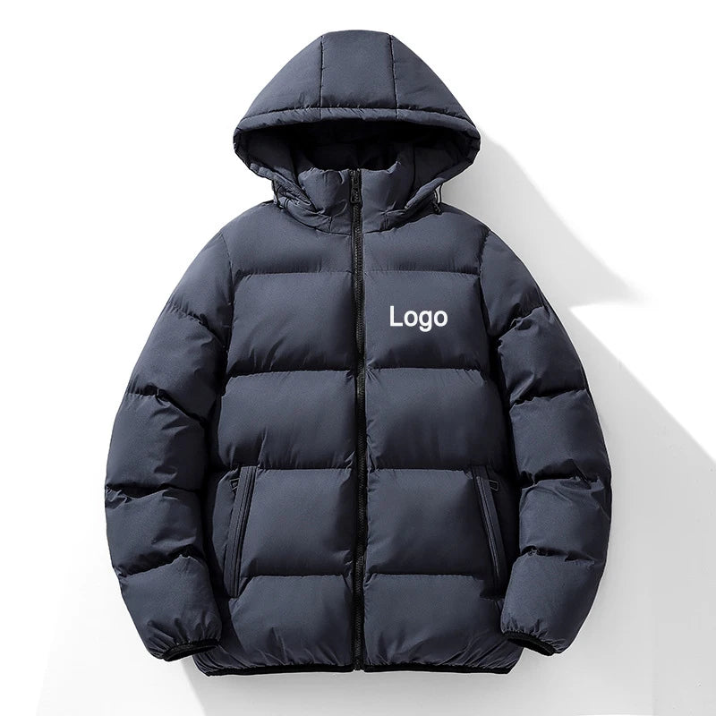 Customized Winter Down Jacket Men Fashion Personality Loose Thicked Keep Warm Zipper Jacket Women Hooded Coats Outerwear