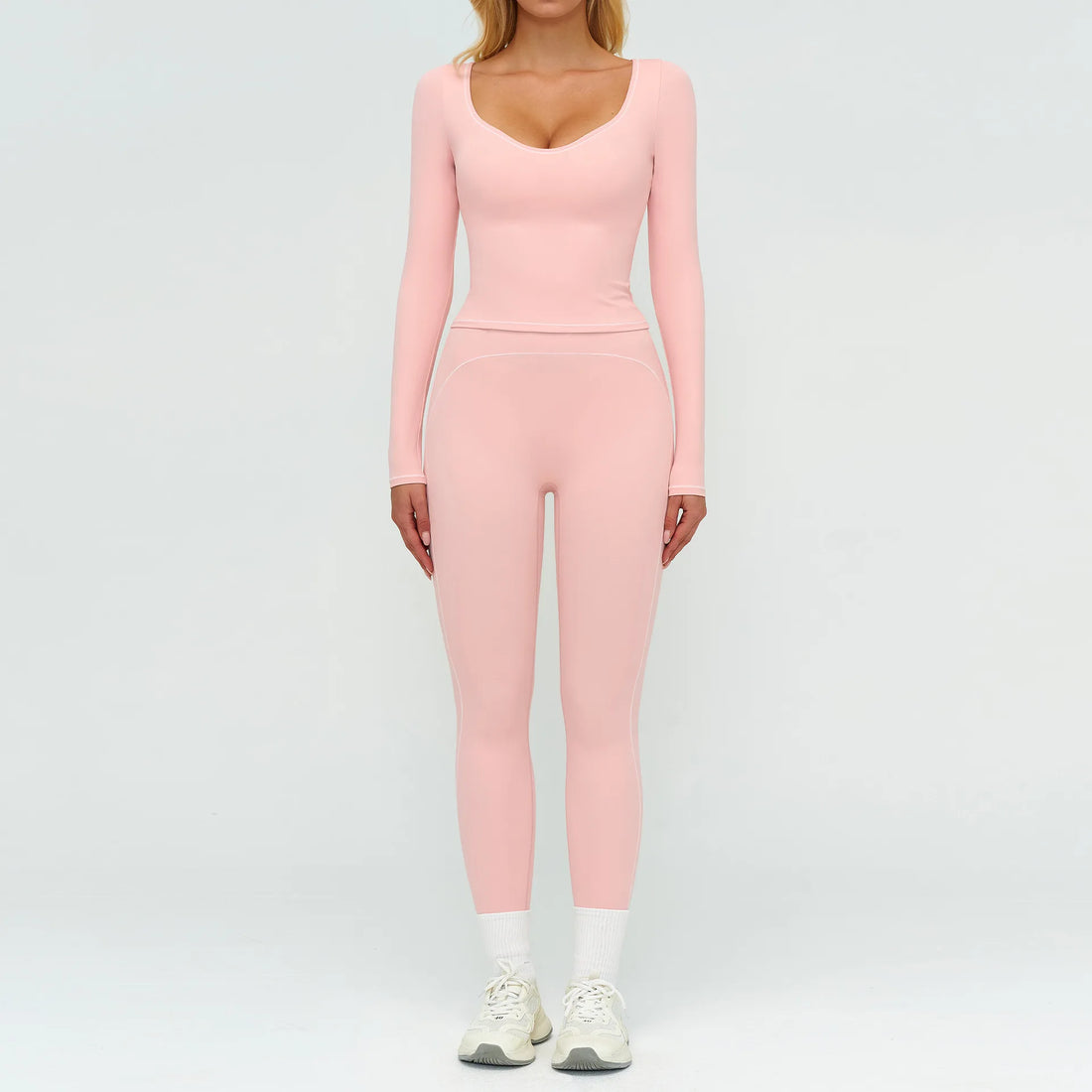 2PCS Yoga Set Gym Clothes Outdoor Sports Outfits Women Tracksuit Gym Fitness Suits Workout Long Sleeved Flared Pants Sportswear - ATFH