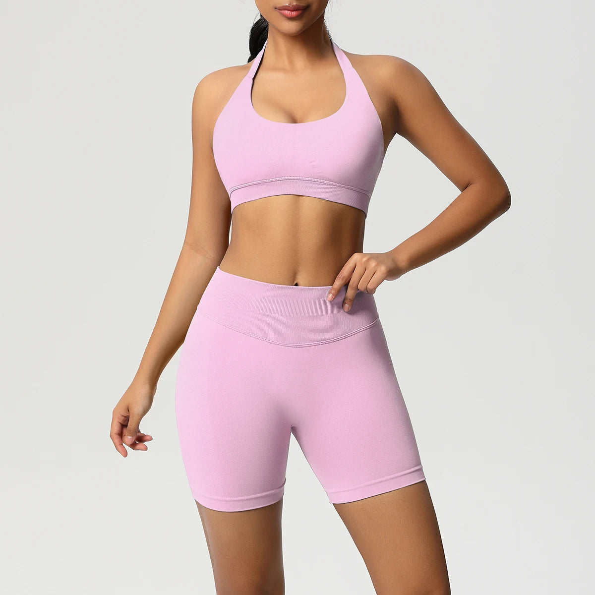 2PCS Sportswear Woman Sports Yoga Set Gym Clothes Yoga Suits For Women Tracksuits Sports Shorts Crossover Bra Gym Leggings - ATFH
