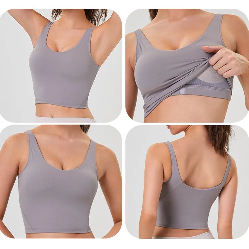 Women Yoga Vest Workout Pilates Activewear Tops Running Gym Pretty Workout Clothes Sports Bras Active Wear Female Camisole Bra - ATFH