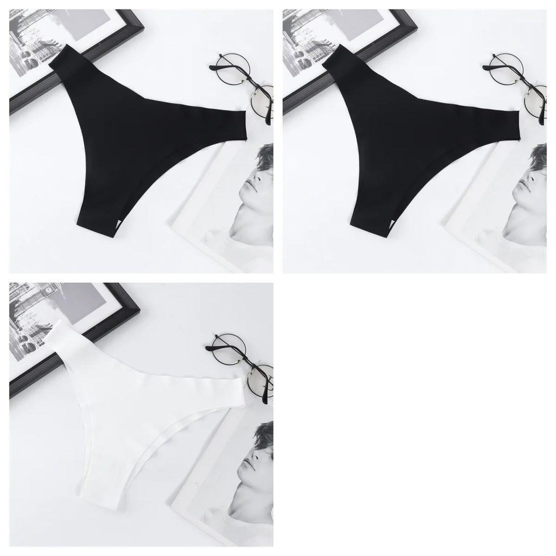 3Pcs/Set Women Ice Silk Panties V-Waist Low Rise Briefs Seamless Underwear Female Quick-Drying Underpants Sexy Lingerie S-L