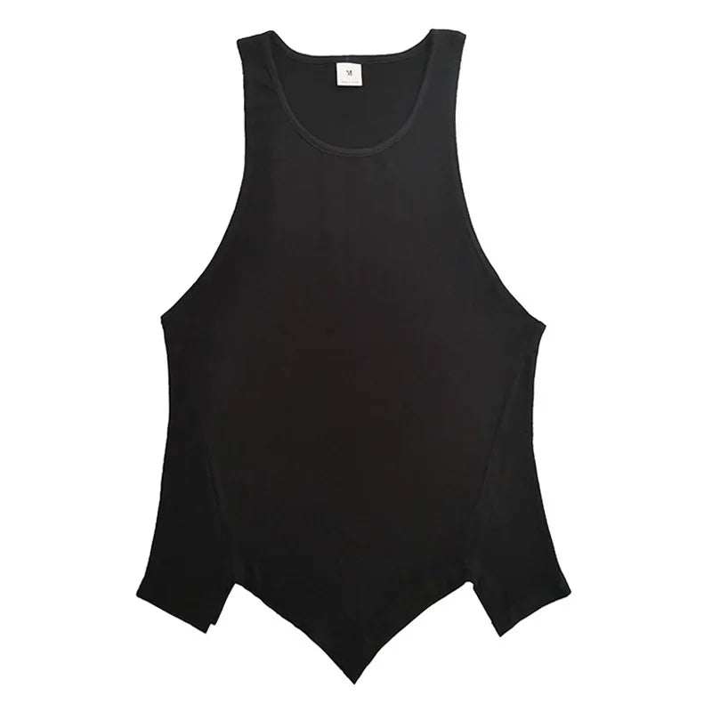 Mens Running Vests Blank Bodybuilding Tank Tops Summer Men Gym Stringer Fitness Sports Cotton Muscle Workout Irregular hem Tank