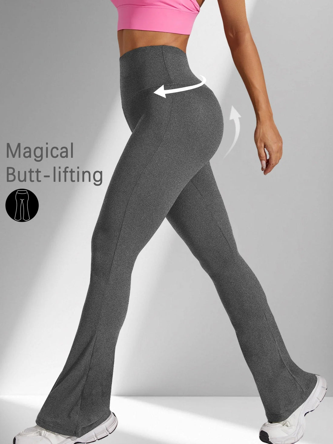 Women's Super Soft Flare Pants High Waisted Tummy Control Workout Yoga Push Up Gym Fitness Long Leggings Bell Bottoms ATFH