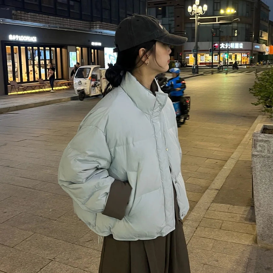 Trendy Winter Warm Jacket Women's Patchwork Short Coat Parkas Luxury Design Clothing Long Sleeve Zipper Outerwear Puffer Jacket ATFH