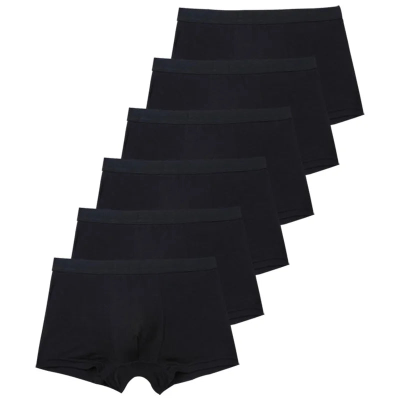 6pcs/Set Black Boxer Men Underwear Bamboo Men's Panties Shorts Breathable Underpants Man Comfortable Sexy Boxers & Briefs Men
