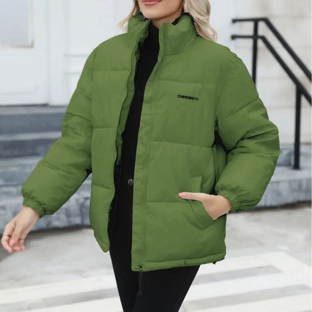 Women's Winter Jaet down Coat Puffer Cotton Fill Long Sve Zipper Closure Regular Fit Commute Sle Color