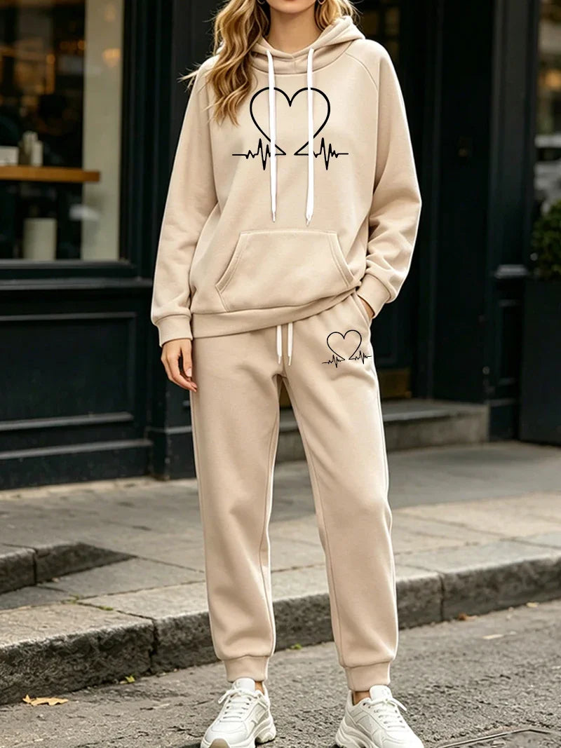 New Womens Tracksuit 2 Pcs Sets Casual Hooded Sweatshirt Outfits Outdoor Sports Clothes 2026 Autumn Winter Warm Woman Pants Suit