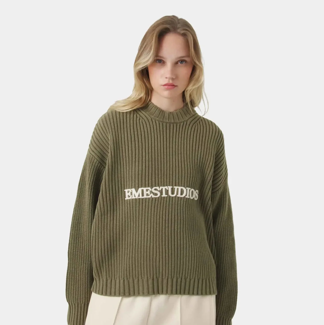 Eme Letter Y2k Street Round Neck Sweater Men's And Women's Loose Fitting Pullover Casual Retro Knitted Sweater Autumn And Winter - ATFH