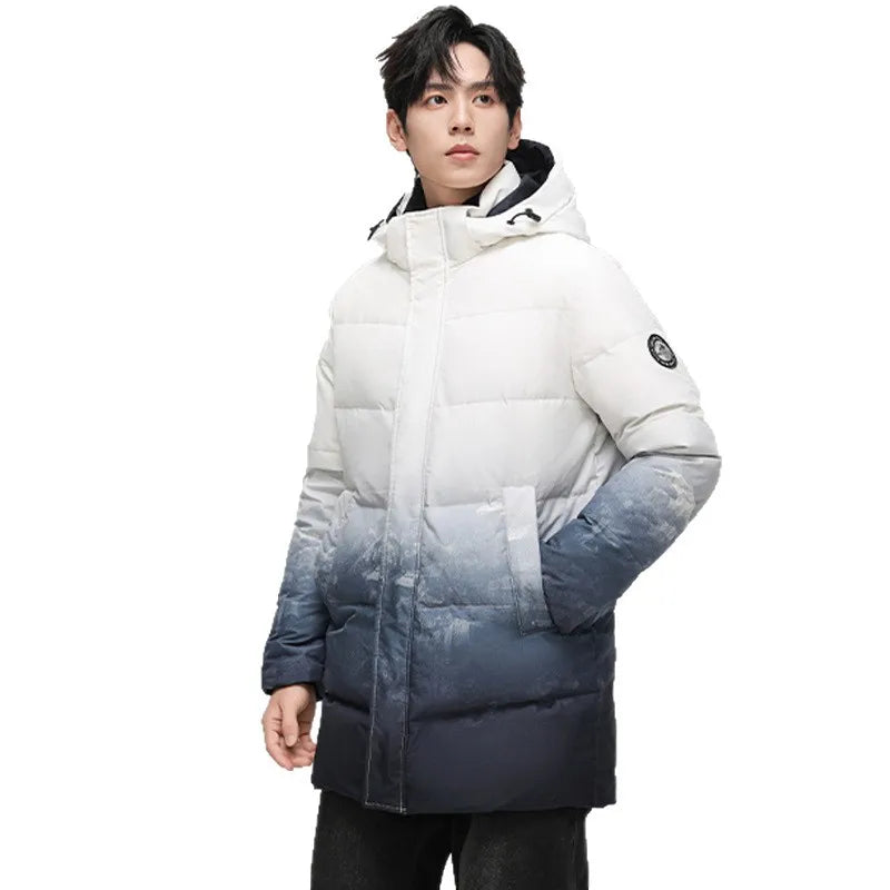 Men's Winter Down Jacket Coats Parka Clothes Warm Hooded Puffer Jacket Brand Luxury Padding Thick Short Padded Jacket HWY288
