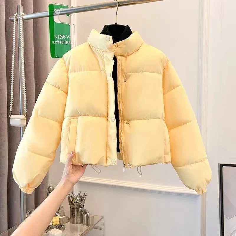 2025 New Korean Stand Collar Autumn Winter Coat Women Thickened Puffer Jacket Loose Parka Warm Cotton-padded Jacket Short Coats ATFH