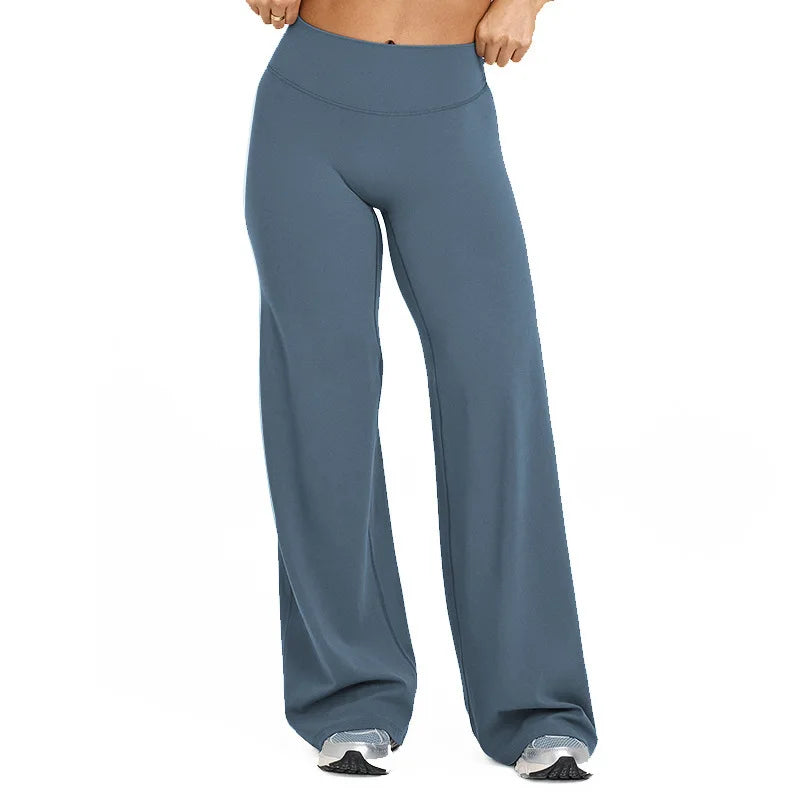 VEQKING Soft Active Women Yoga Pants Strait-leg Yoga Pilates Trousers Naked Feel Gym Fitness Peach Hip Outfits Loose Fit Bottoms ATFH