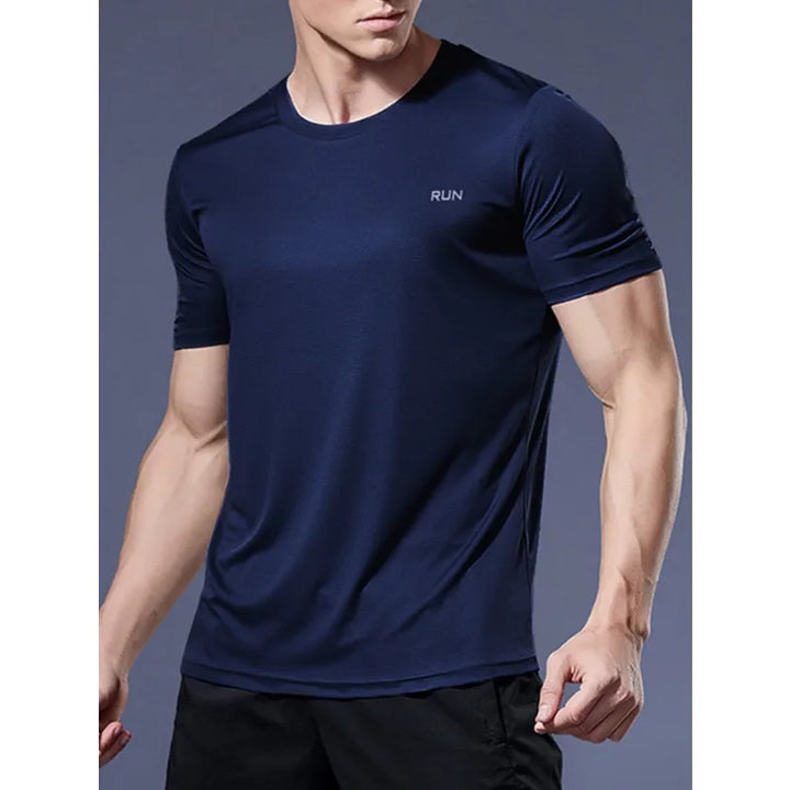Plus Size Men Sport T-Shirt Ice Silk Loose Quick-Drying Fitness Half Sleeve Top Casual Cool Breathable Short Sleeve Solid Color