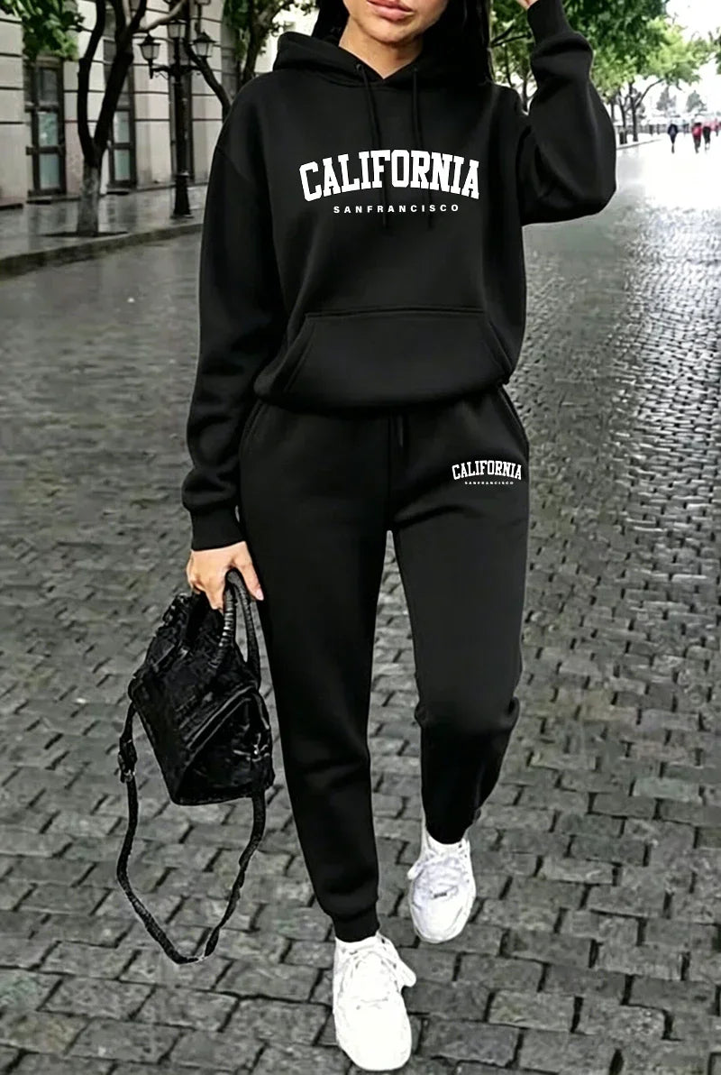 Womens Tracksuit Printing Casual Hooded Sweatshirt Sportswear Outdoors Sports Jogging Clothing Fashion Single Item Hoodie Pants