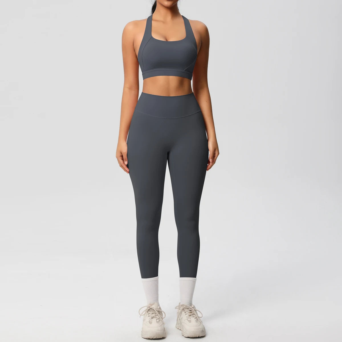 Women 2pcs Patchwork Sport Yoga Suit Training Sleeveless Sport Gym Tops  Tummy Control Slimming Booty Leggings Yoga Suit Sports - ATFH