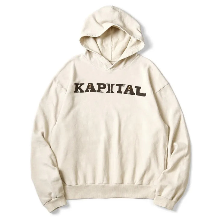 24AW KAPITAL Japanese-style Casual Cotton Warm Hoodie Letter-printed Vintage Sweatshirts Men's Clothing - ATFH