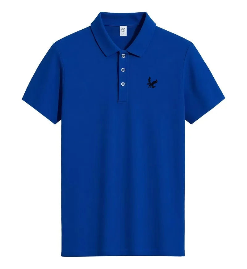 Men's fashionable high-end collar short sleeved T-shirt breathable polo shirt summer business trend T-shirt top