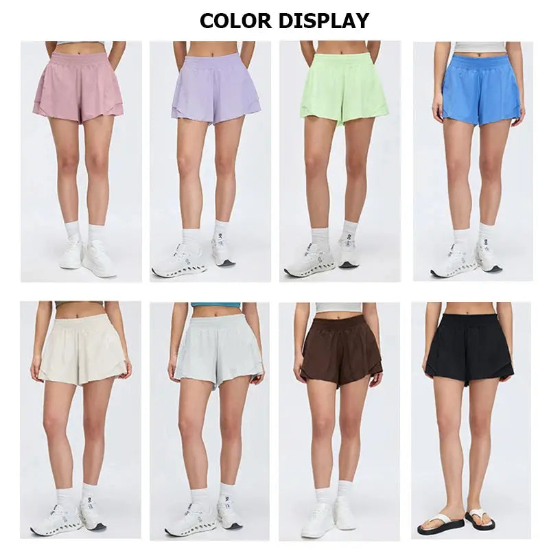 Women Outdoor Running Shorts Summer High Waist Yoga Shorts 2 In 1 Gym Short Sportswear Female Quick Dry Workout Clothes Tahsi Fashion House