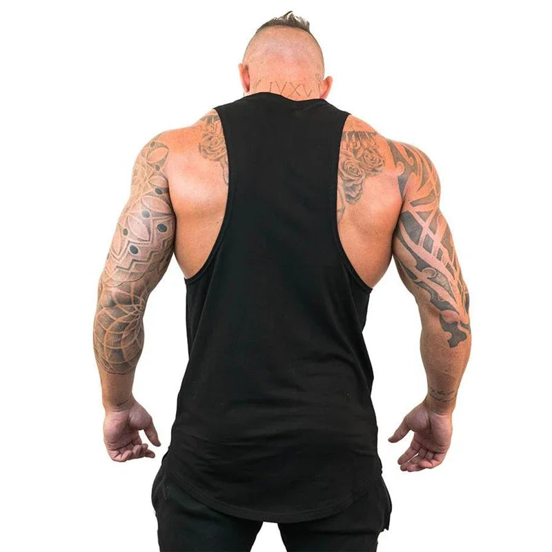 TRAIN LIKE A MACHINE Cotton Bodybuilding Tank Top Mens Workout Singlets Fitness Stringer Clothing  Sleeveless Men's casual vest