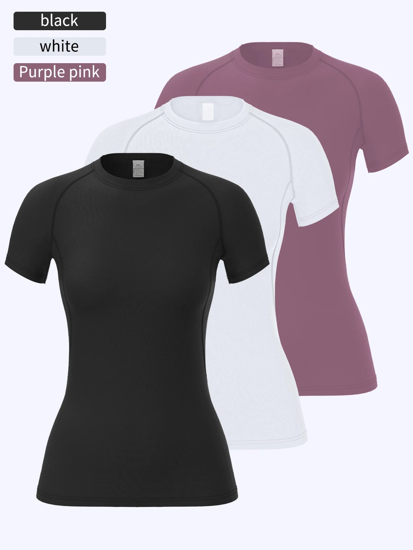 3-Piece Women's Compression Sportswear Set Short-Sleeve Yoga Running T-Shirt Summer Fitness Quick-Dry Clothing - ATFH