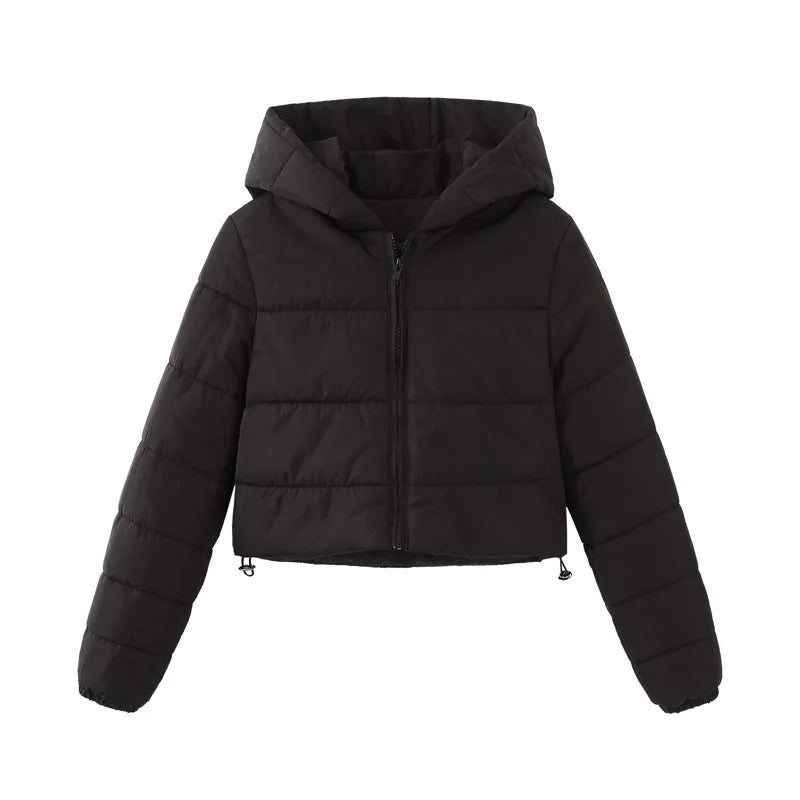 Solid Women Parkas Hooded Slim Fit Parka Zipper Cardigan Jackets Outerwear Pockets High Street Long Sleeve Winter Spliced ATFH