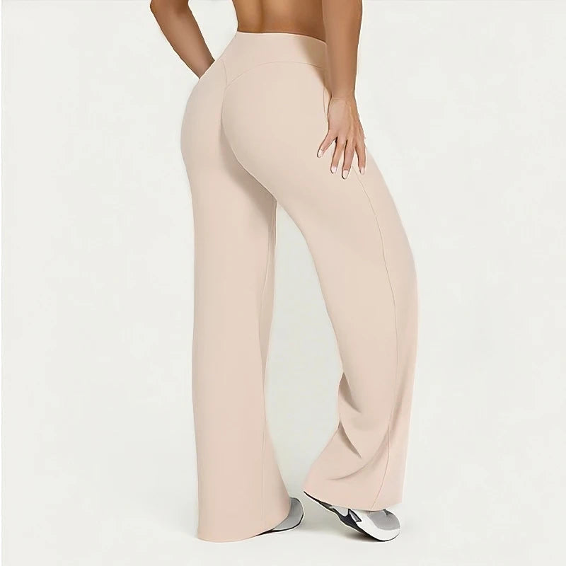 Straight Leg Pants Ultra Soft Butter Fabric Women Mid-Waist Yoga Pants Naked Feel Sports Leggings Pilates Running Sport Trousers ATFH