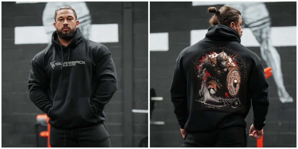 SILVERBACK Mens Gym Fitness Hoodie Autumn Long Sleeve Hooded Pullover Printed Sweatshirts Bodybuilding Apparel Sportswear Tops - ATFH