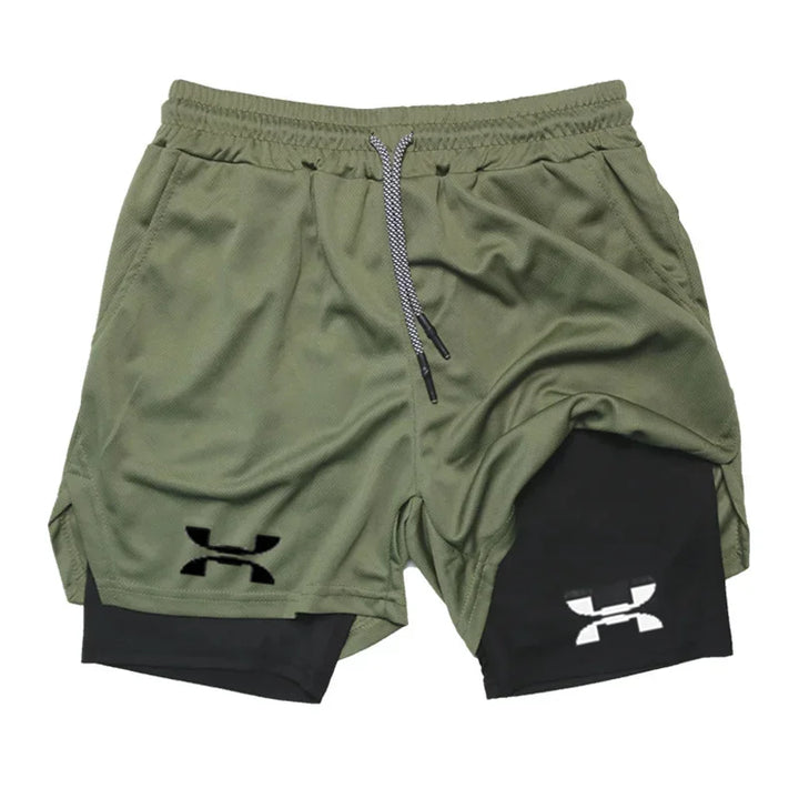 New Running Shorts Men Gym Sports Shorts 2 in 1 Quick Drying Workout Boxing Training Bottoms Fitness Jogging Short Pants Summer