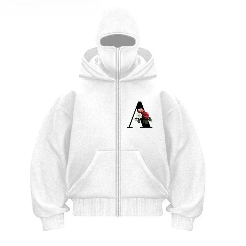 Balaclava Men Zip Hoodie Winter Warm Casual Sweatshirt Y2K with Hooded Face Mask Zipper Design Sports Jacket Outdoor Activities - ATFH