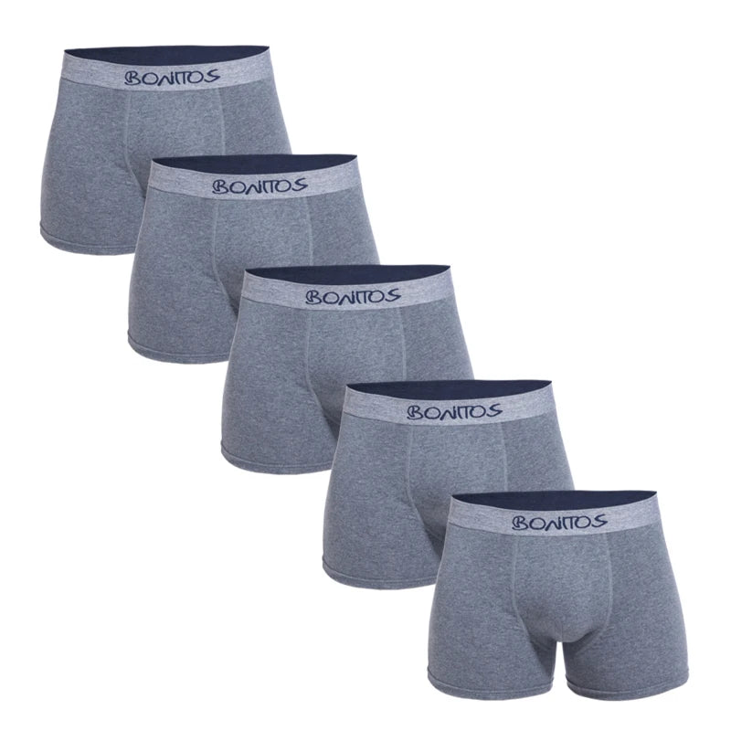 5pcs Men's Panties Cotton Boxer Briefs Letter Elastic Band Men Underpants Classic Solid Color Boxers Underwear For Man BONITOS
