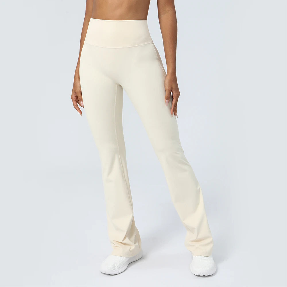 Women Yoga Flare Leggings High Waist Dance Pilates Fitness Gym Buttock Lifting Workout Wide-Leg Pants Outdoor Train Sport Tights ATFH