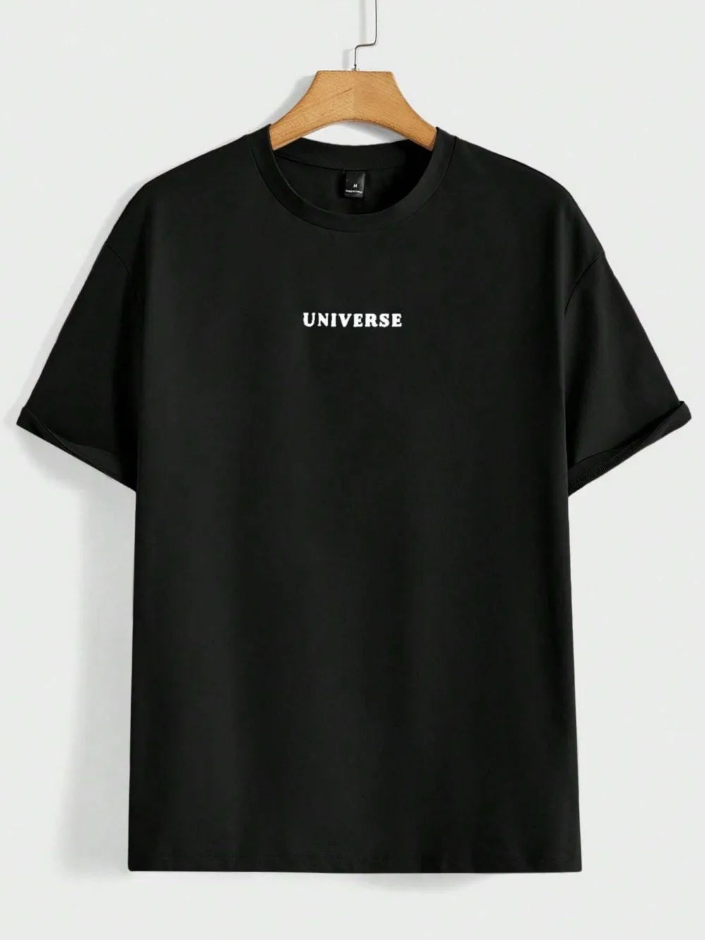 Handsome men's summer planet and letter print soft and breathable round neck T-shirt outdoor urban high street top ATFH