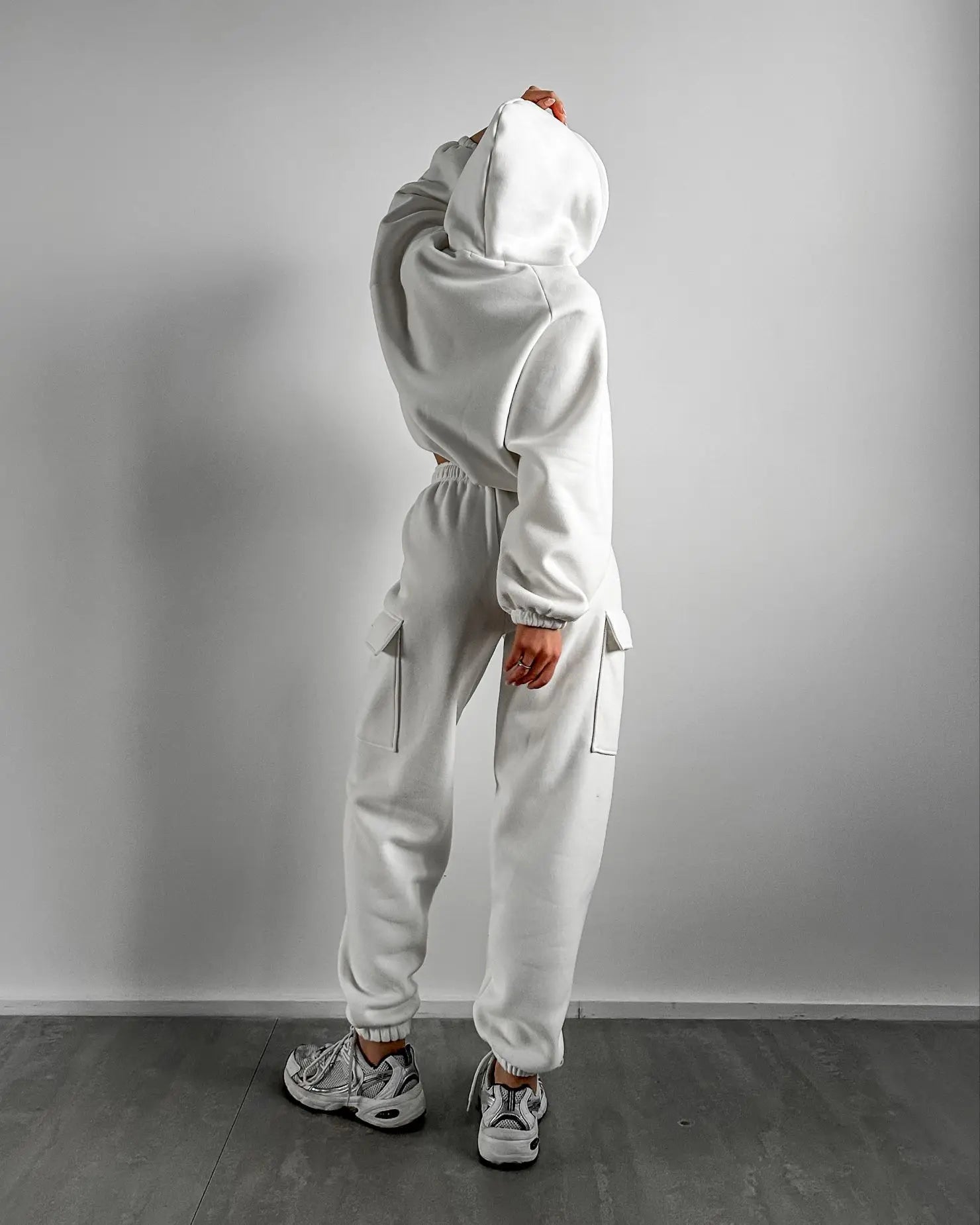 Hoodies Suit Winter Autumn Solid Casual Tracksuit Women Fleece 2 Pieces Set Sports Sweatshirts Pullover Jogger Sweatpants Outfit
