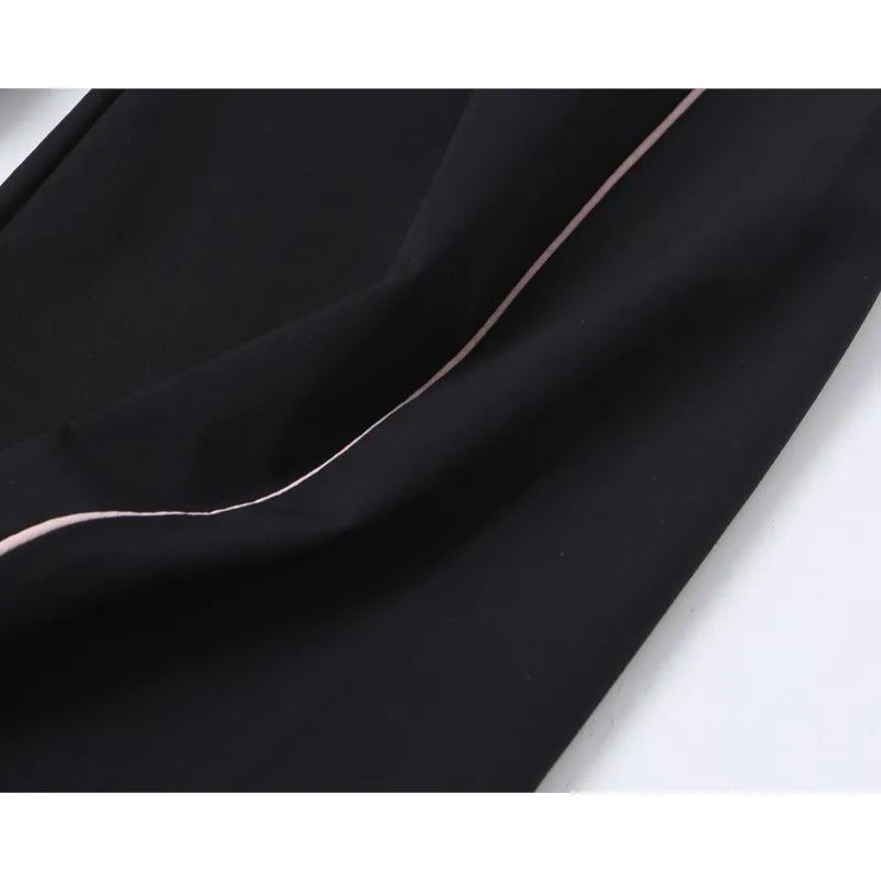 HipSeam Women's Pants Set New 2026 Contrast Trim Technical Long Sleeve Jacket Mid Waist Trouser With Elastic Waist Female Outfit