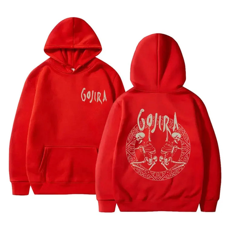 French Metal Band Gojira Skeleton Double Sided Graphic Hoodie Men Women Vintage Hooded Pullover Male Casual Oversized Hoodies