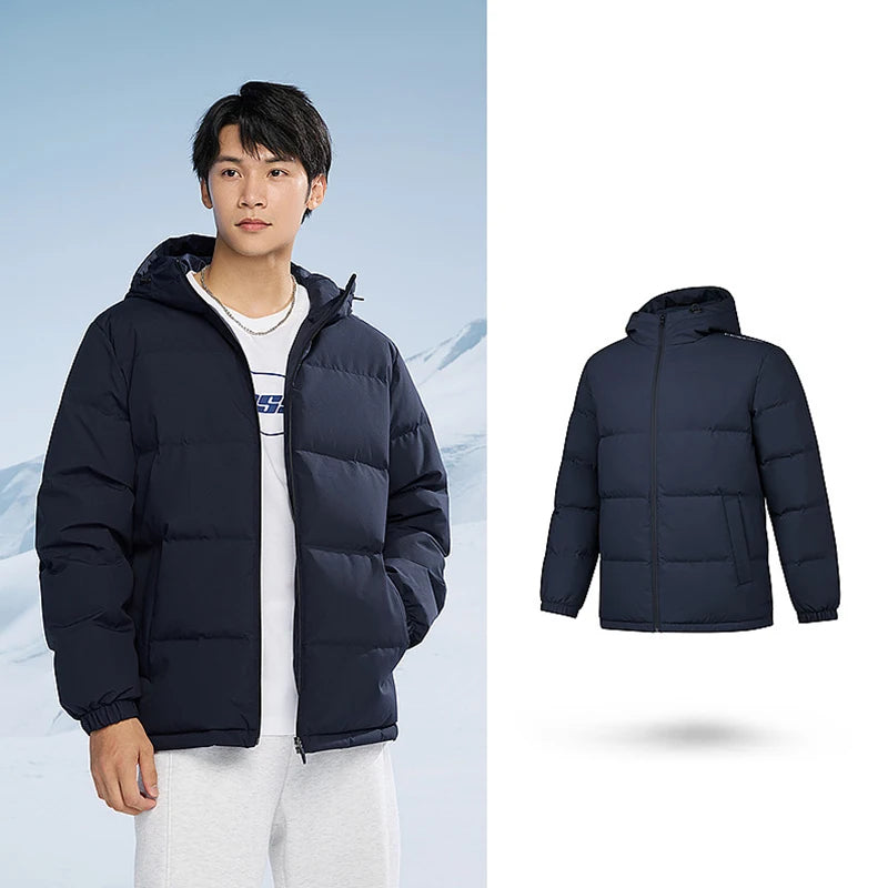 QIAODAN Men's Down Jackets Winter New High Quality Warm Short Coat Fashion Outdoor Windproof Hooded Tops Outerwear QXEGM3244010