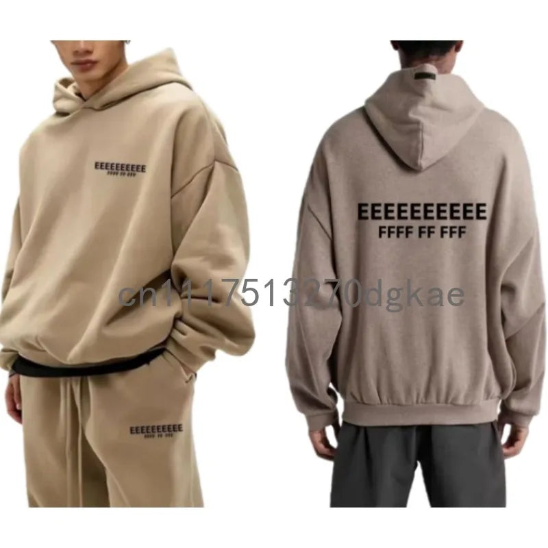 25SS Men's Oversized Hoodies Jogging Set Luxury Design Front and Rear 3D Silicone Letter Hoodie High Street Couple Coat Suit