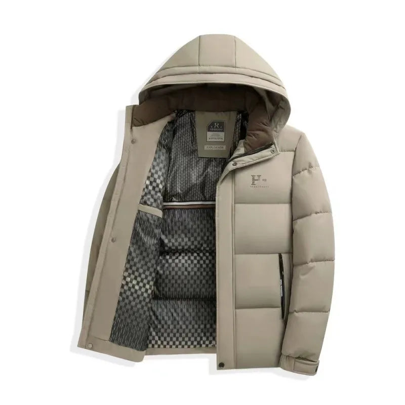 Winter Men New Thick Warm Hooded Coats Trendy Hooded Windproof Parkas Men's  Casual Cotton-Padded Jacket Bread Jackets